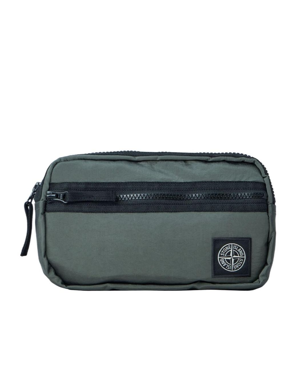 Stone Island Gray Logo Zip Belt Bag for men
