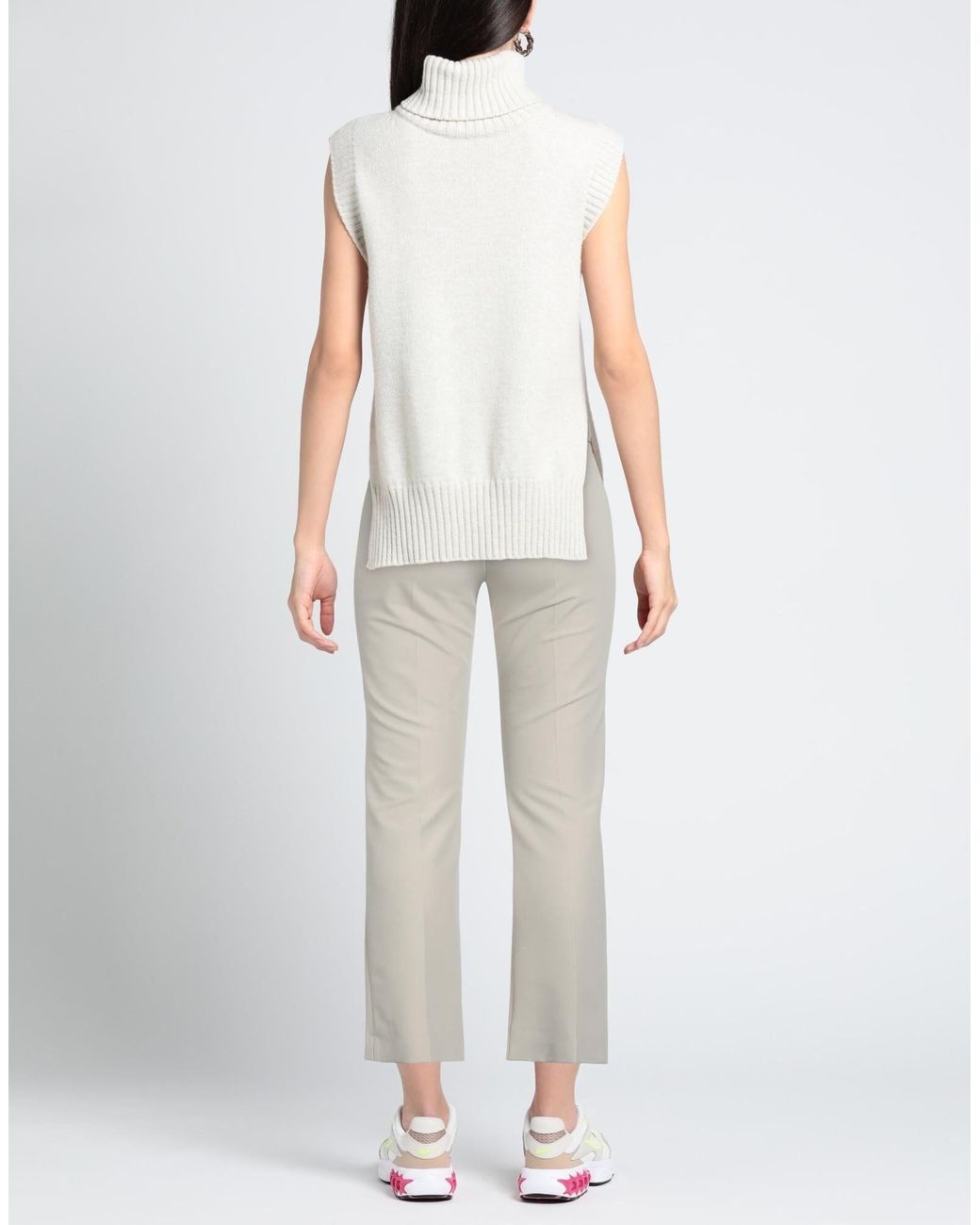 Max Mara Gray Solid Twill Stretch Pants