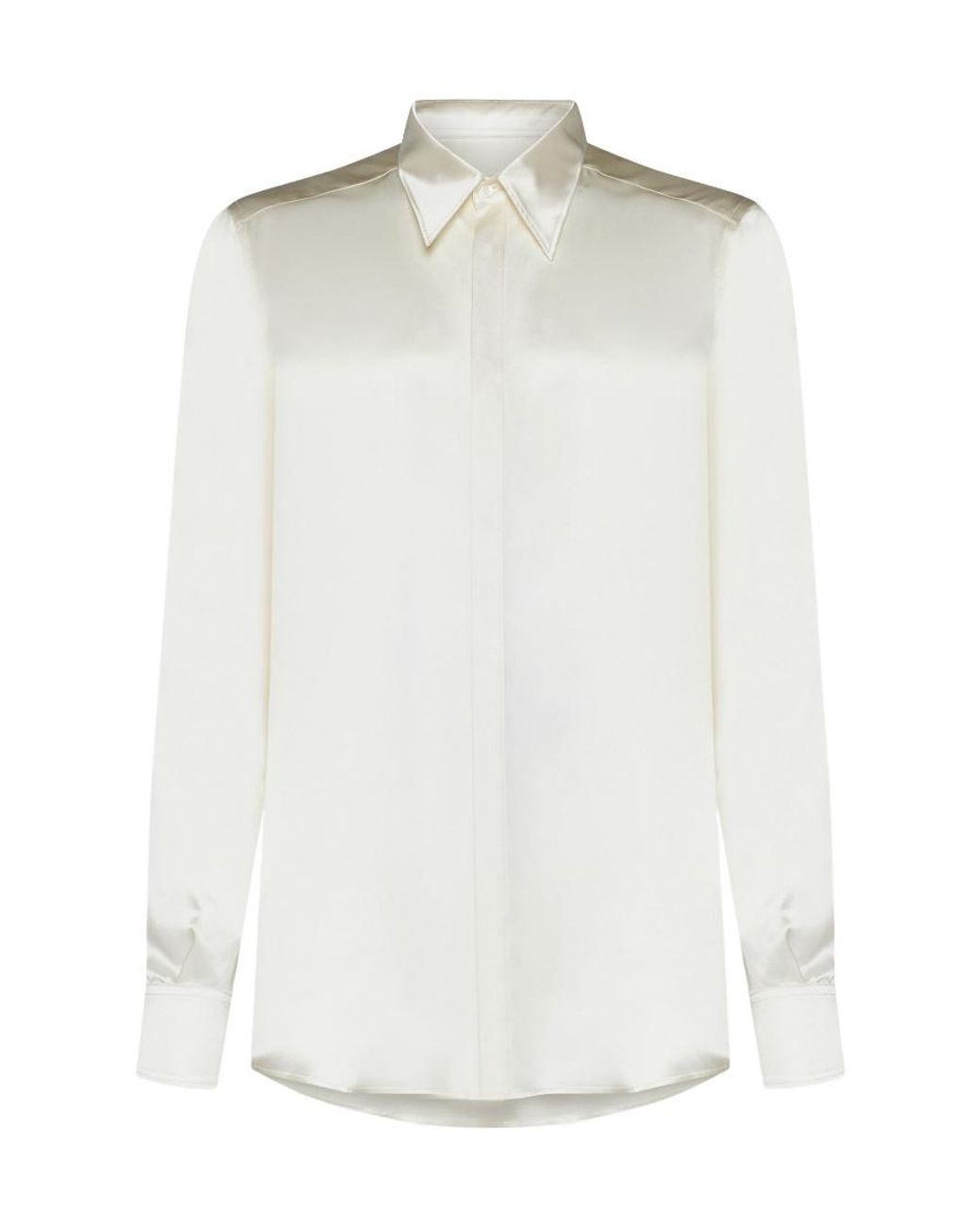 Dolce & Gabbana White Long-Sleeved Silk Shirt for men