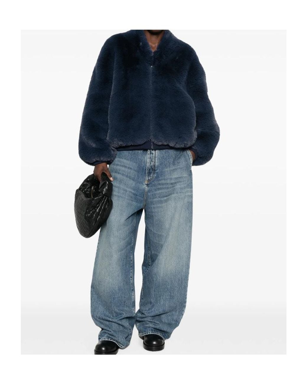 Frankie Shop Blue Fauxfur Short Jacket