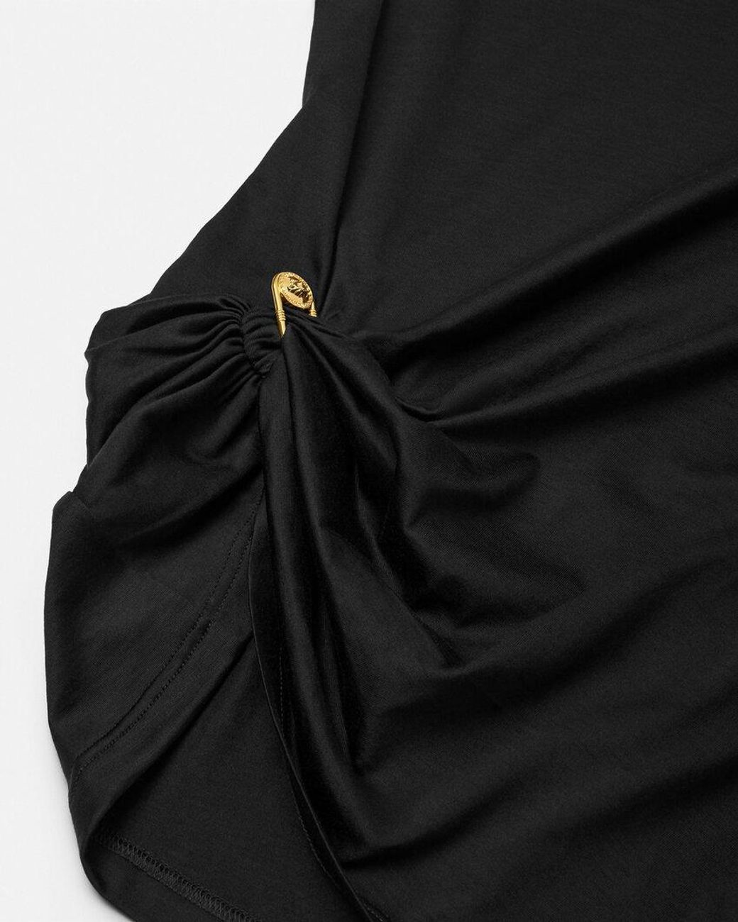 Versace Black Safety Pin Detailed Short-Sleeved Top