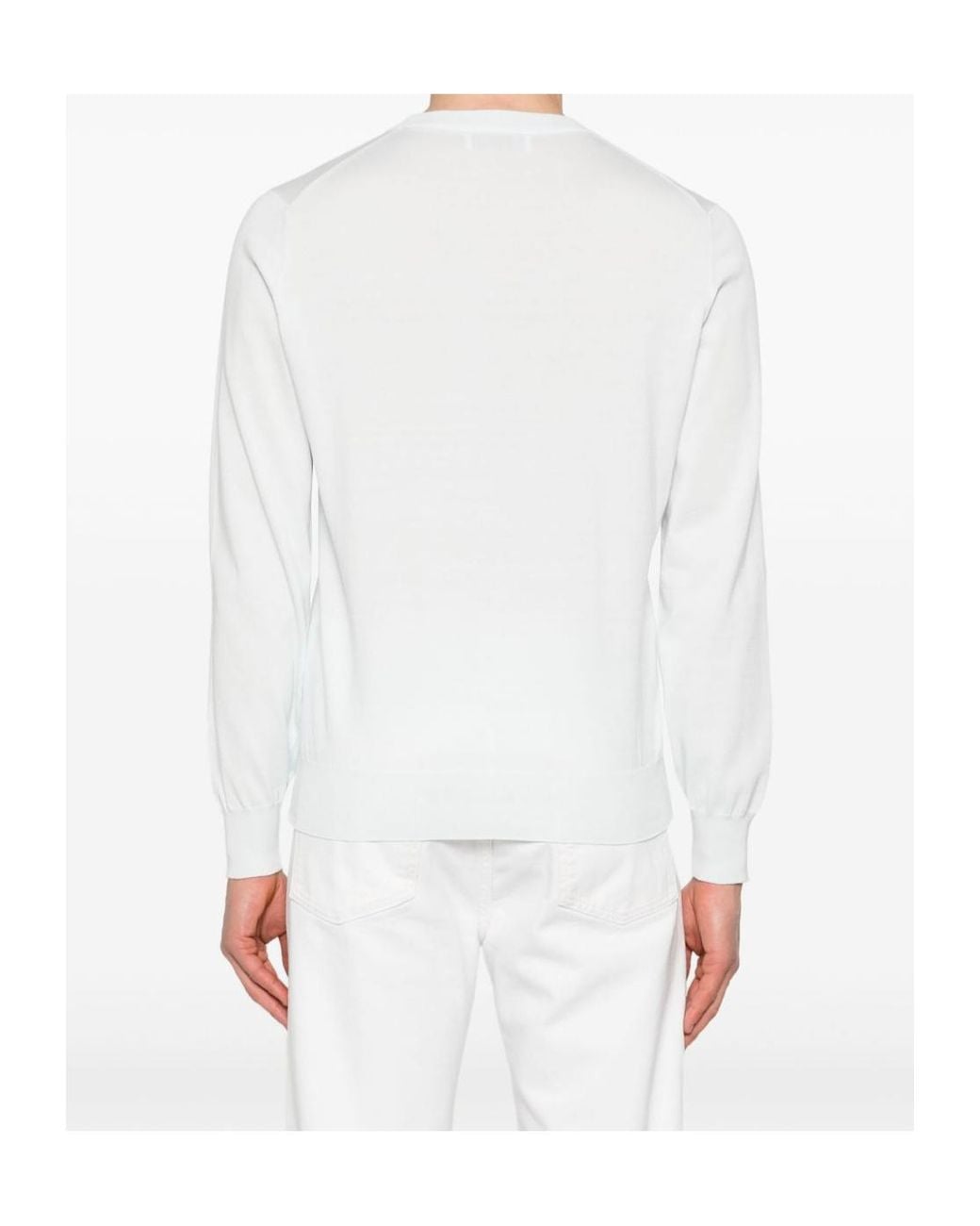 Brunello Cucinelli White Cotton Sky Sweater for men