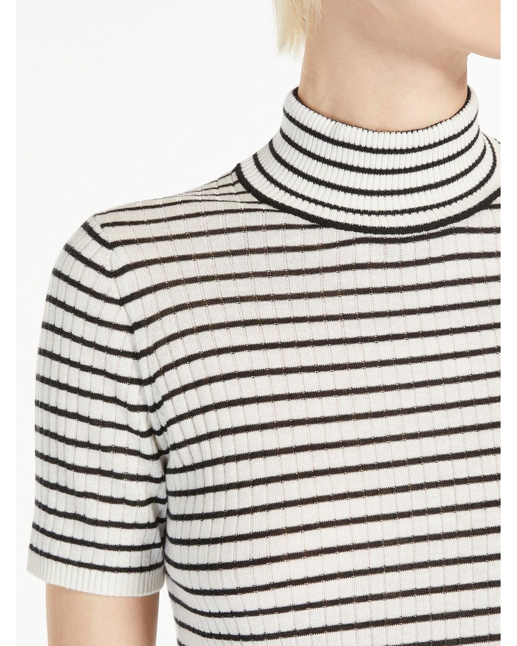 Max Mara Multicolor Studio Striped Turtleneck Knit Top