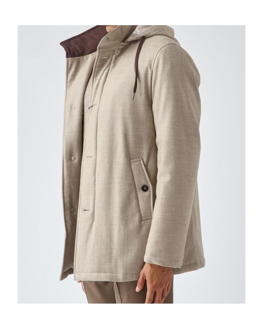 Herno Natural Long-Sleeved Hooded Padded Jacket for men