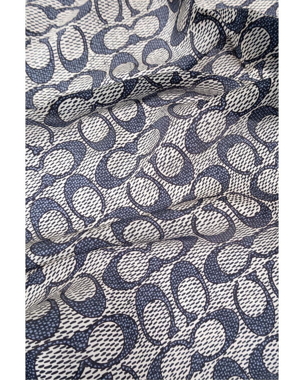 COACH Blue Pattern Silk Scarf