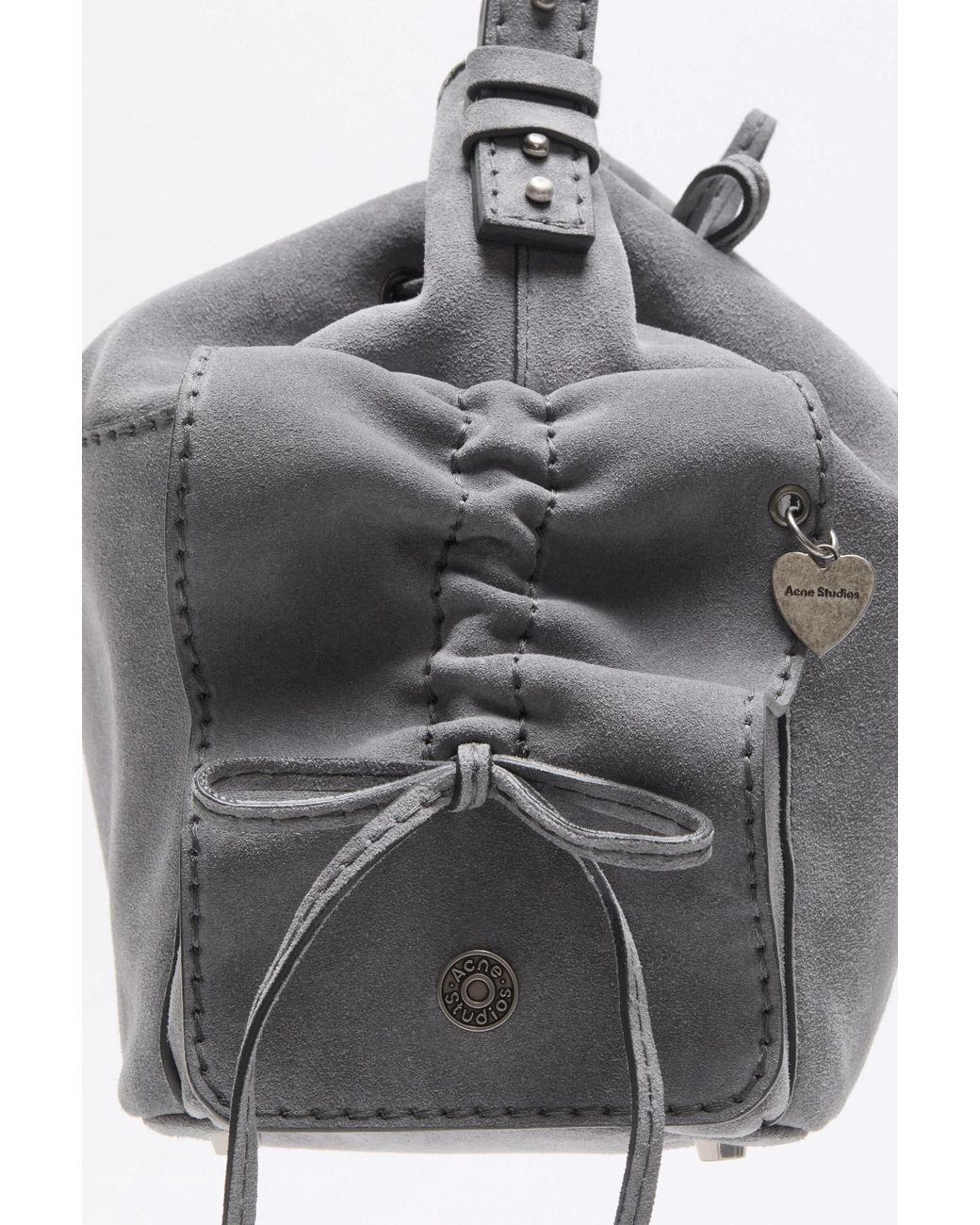 Acne Gray Ruffled Leather Shoulder Bag