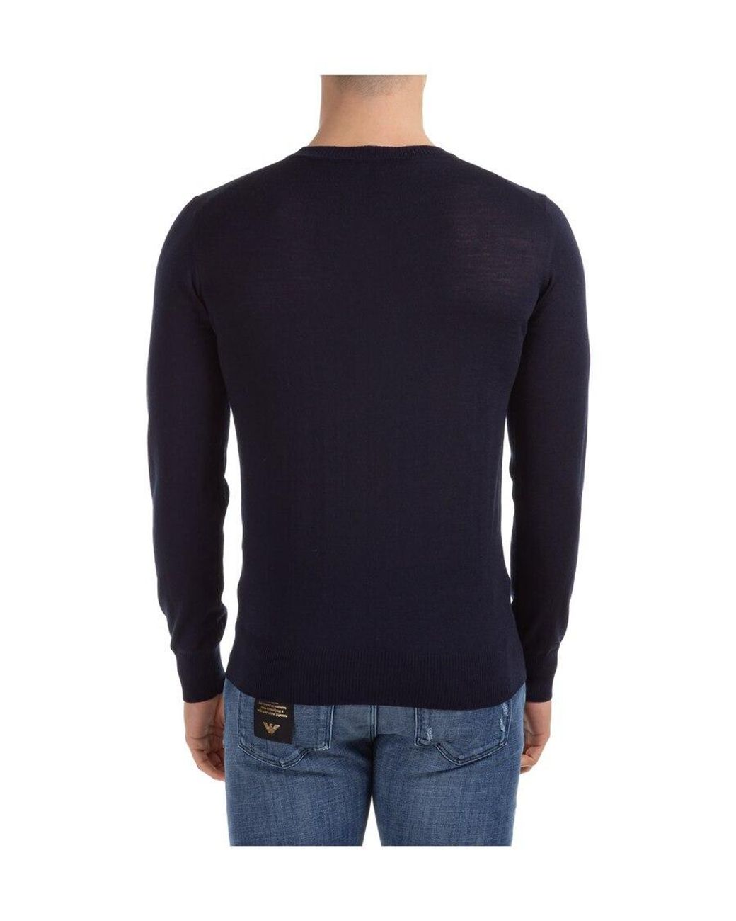 Emporio Armani Blue Crewneck Knitted Jumper for men