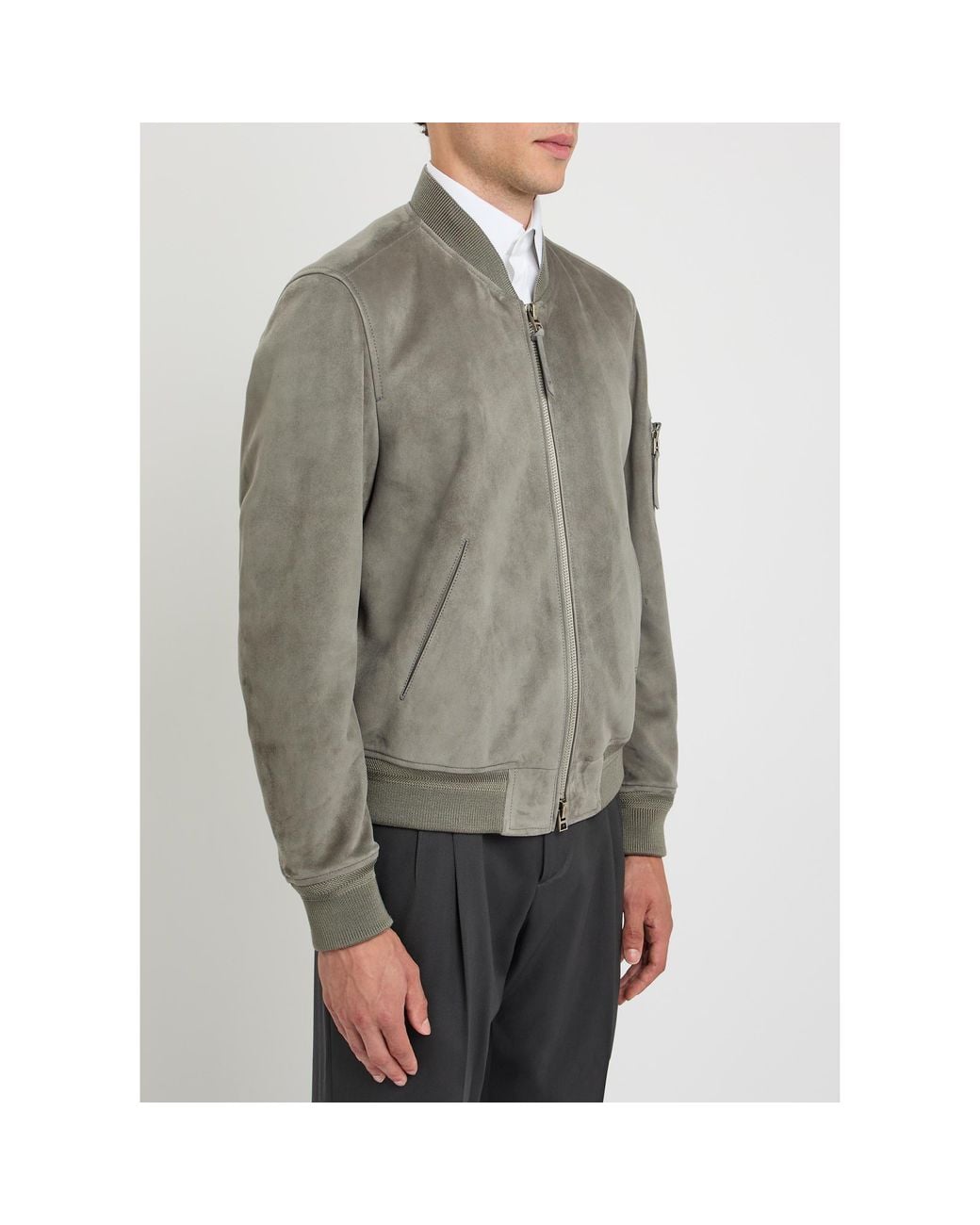 Tom Ford Gray Simple Suede Jacket for men