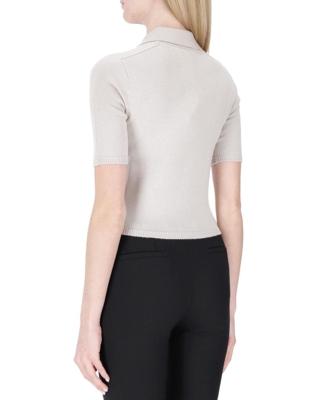 Max Mara White Short-Sleeved Wool Polo Shirt