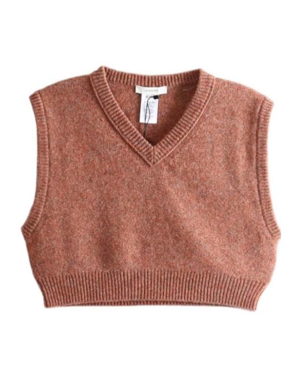 Lemaire Brown V-Neck Cropped Sweater Vest