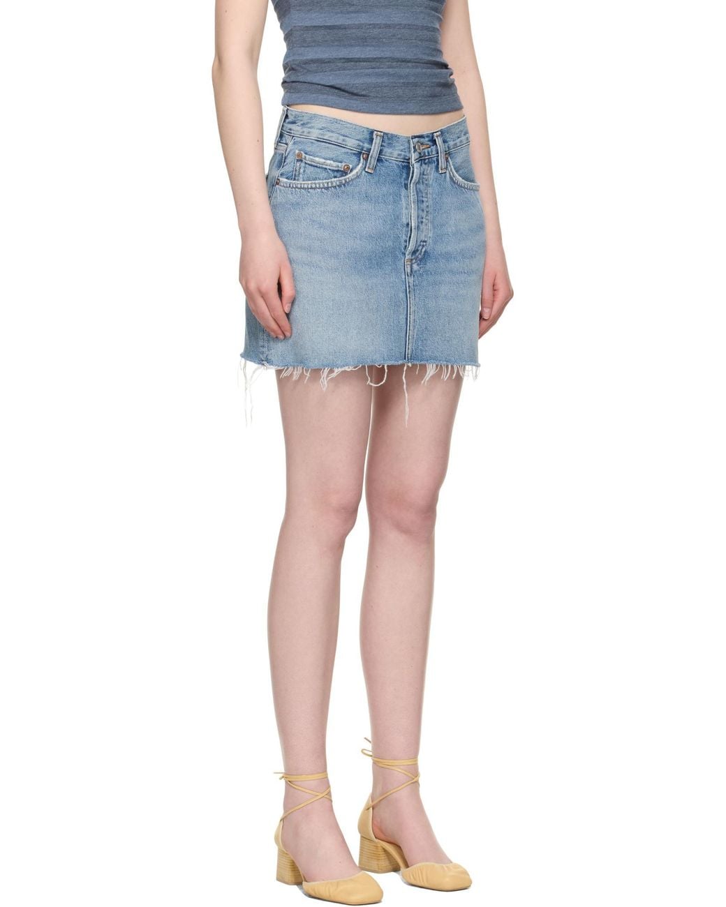 Agolde Blue Denim Skirt With Belt Loops