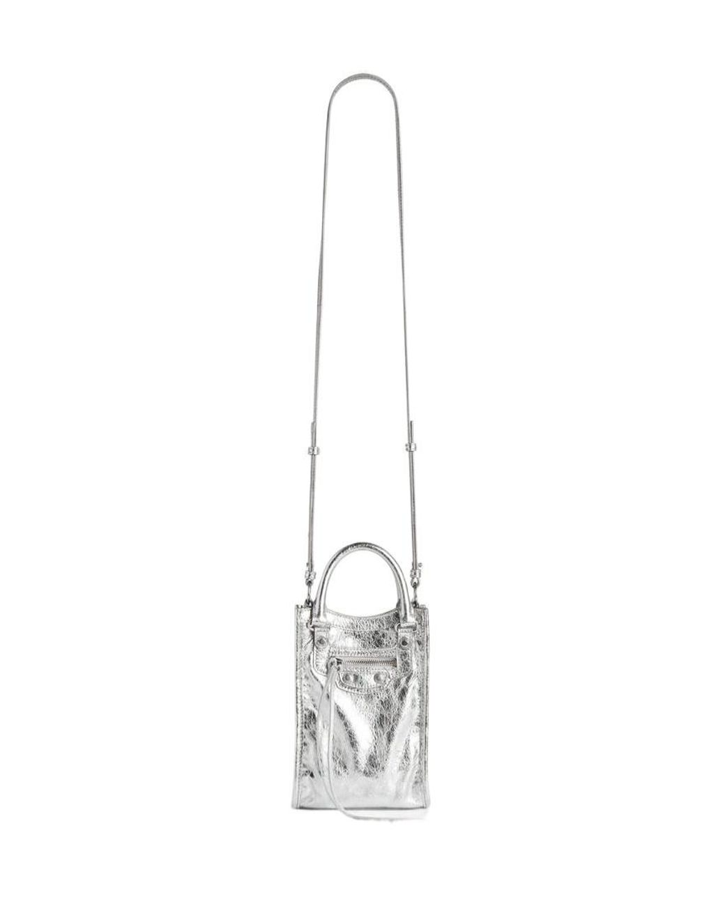 Balenciaga White Metallic Crossbody Bag