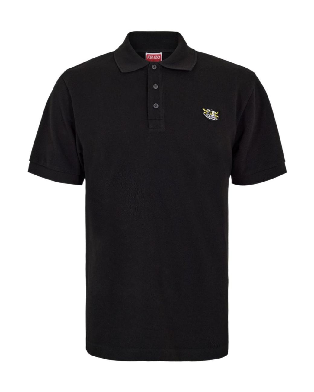 KENZO Black Wild Tiger Short Sleeve Polo Shirt for men