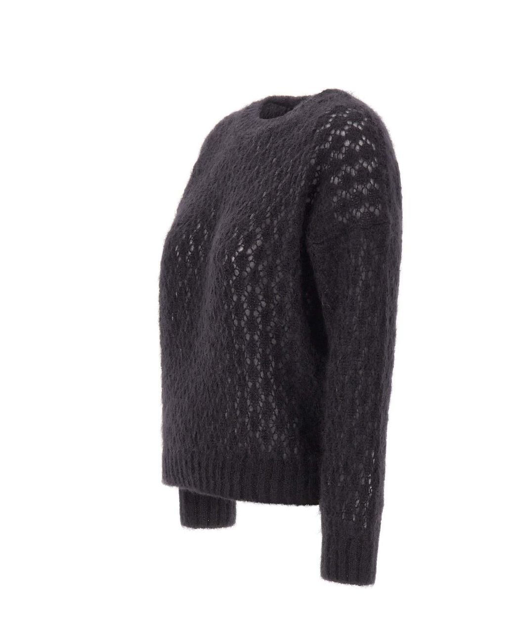 Eleventy Black Open Knit Knitted Sweater