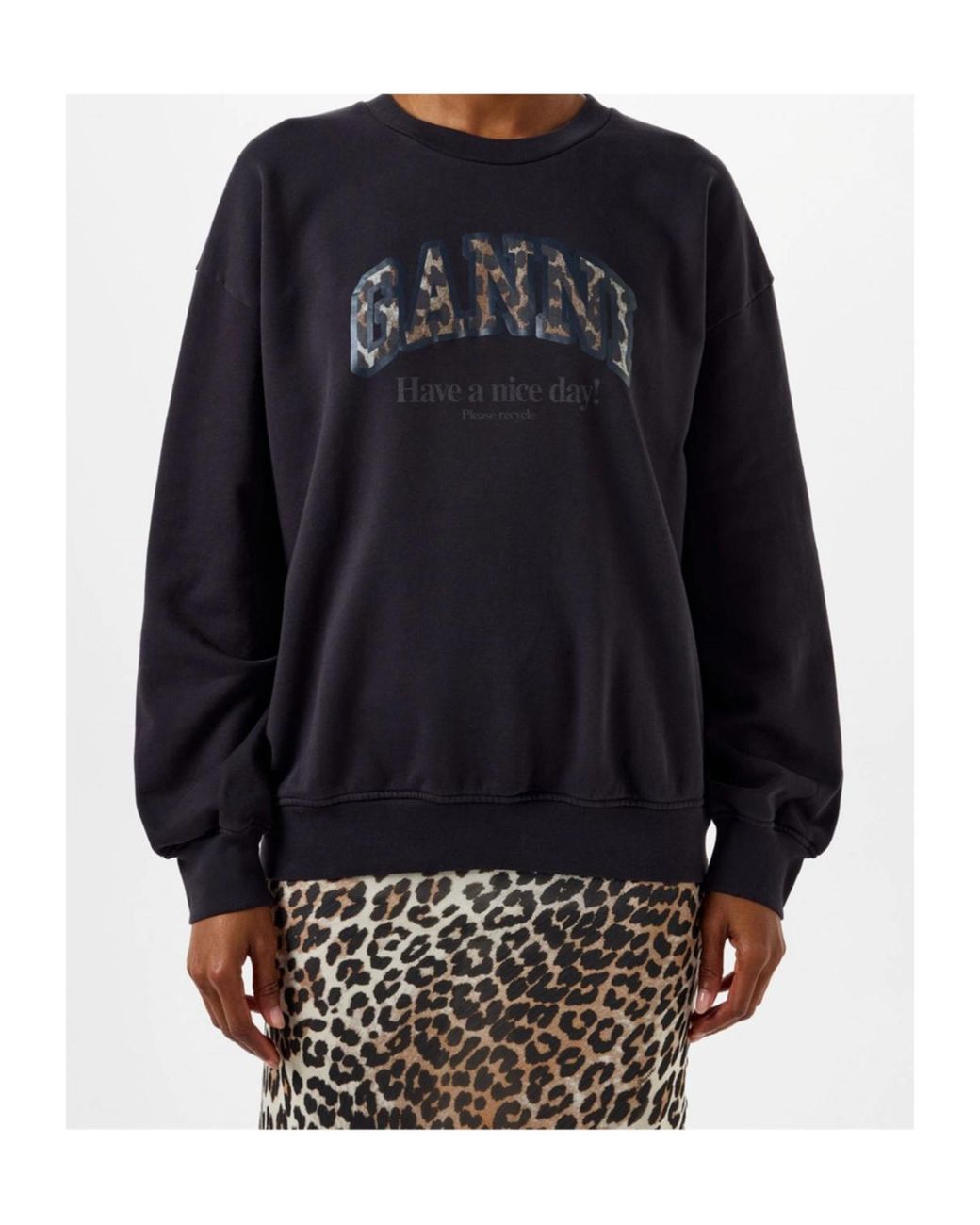 Ganni Black Crew Neck Sweatshirt