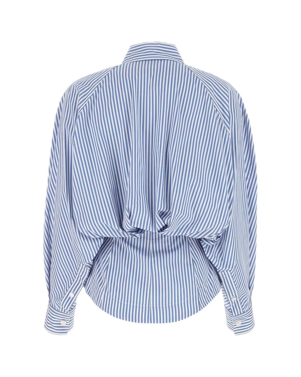 Bottega Veneta Blue Striped Cotton Poplin Shirt