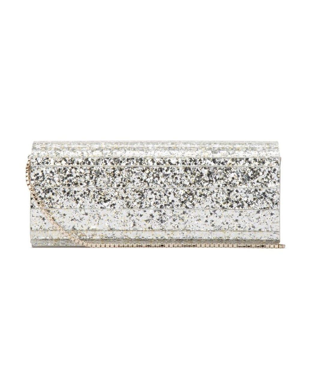 Jimmy Choo Gray Sweetie Glittered Clutch Bag