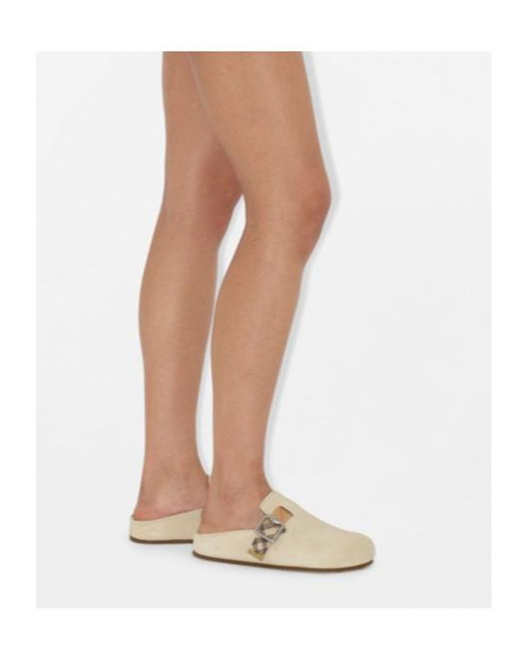 Burberry White Urchin Checked Side-Buckle Clogs