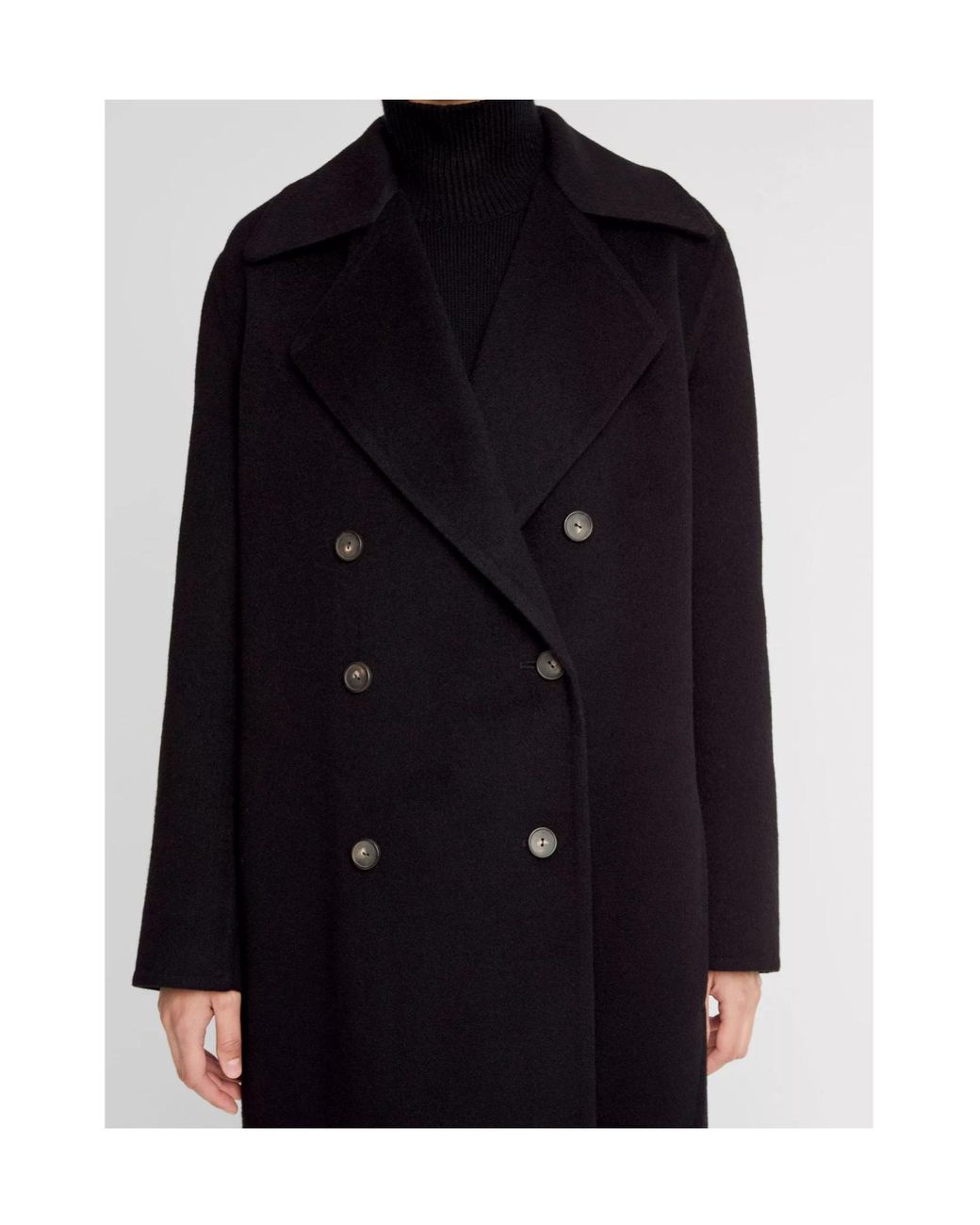 Vince Black Wool-Blend Double-Breasted Long Coat