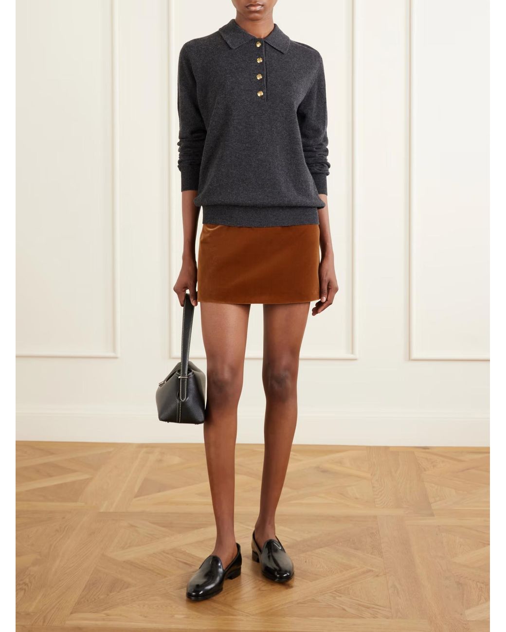 Blazé Milano Black Highland Wool And Cashmere Blend Polo Collar Sweater