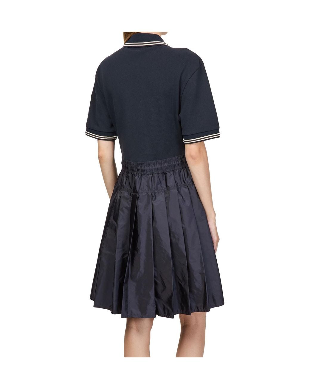 Moncler Blue Lapel Short-Sleeved Dress
