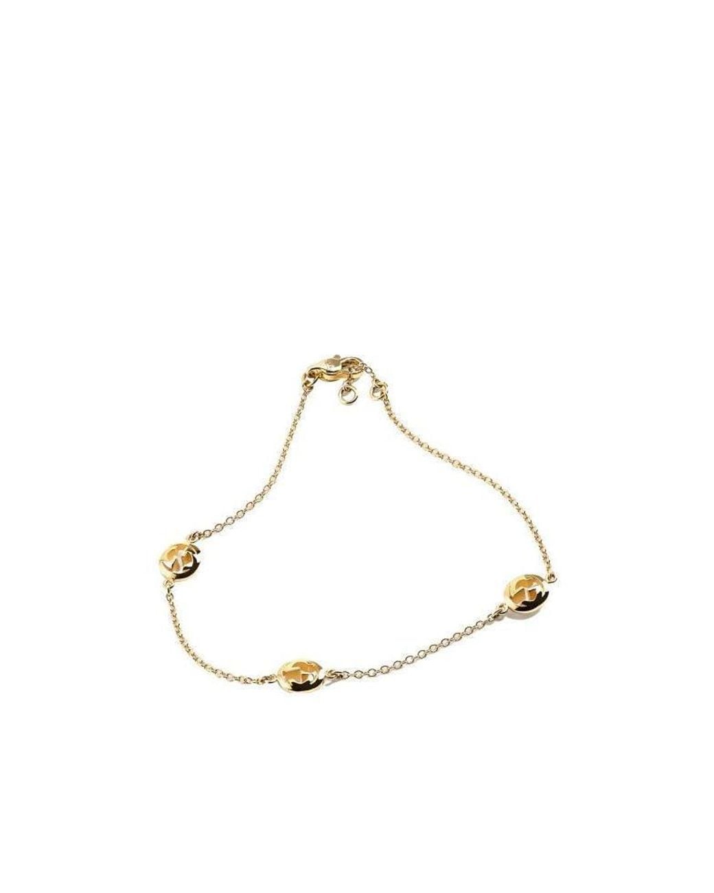 Gucci White Interlocking 18K Chain Bracelet