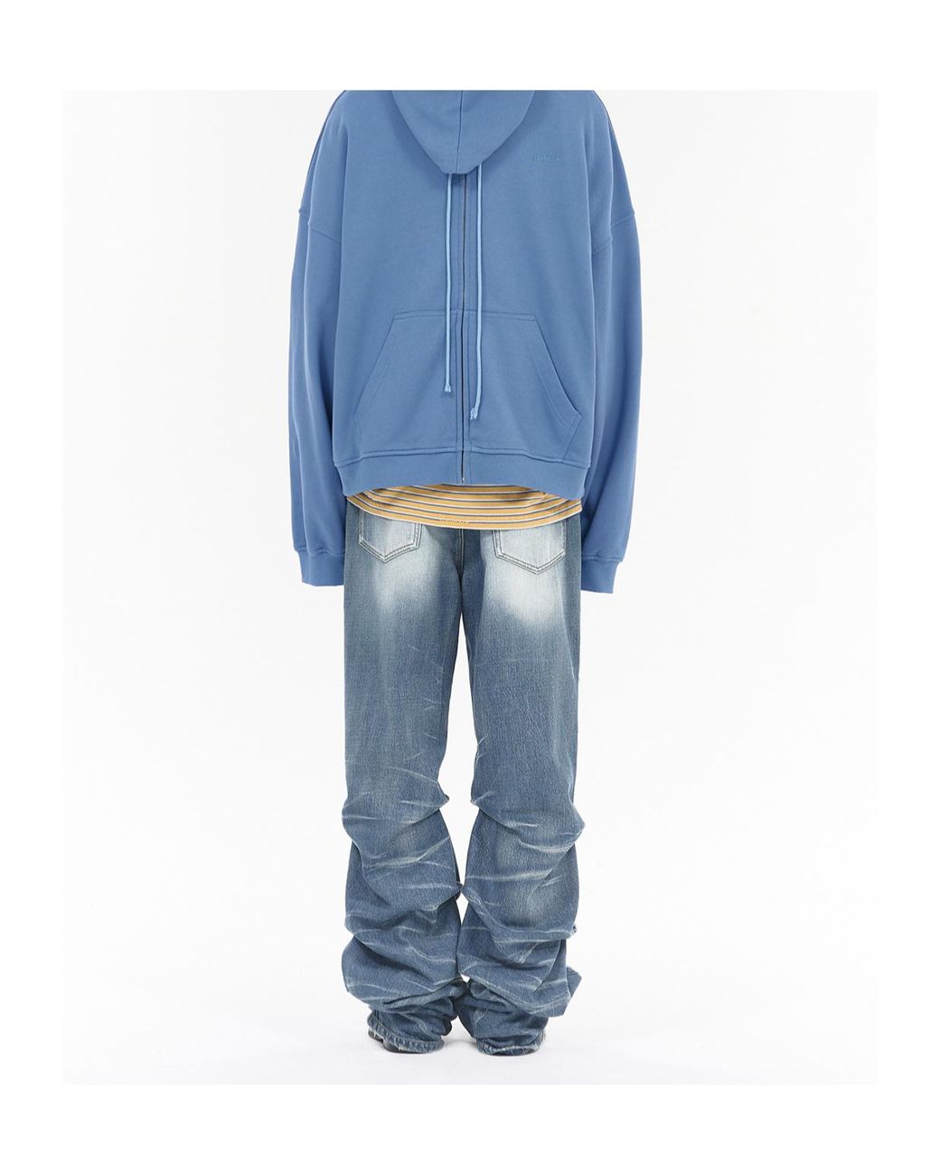 we11done Blue Wrinkled Straight Denim Pants for men