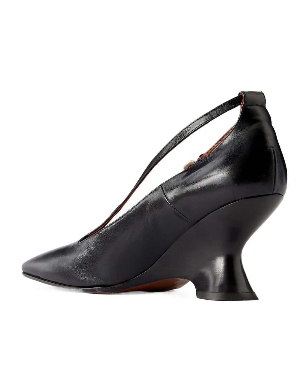 Dries Van Noten Black Leather Wedge Pumps