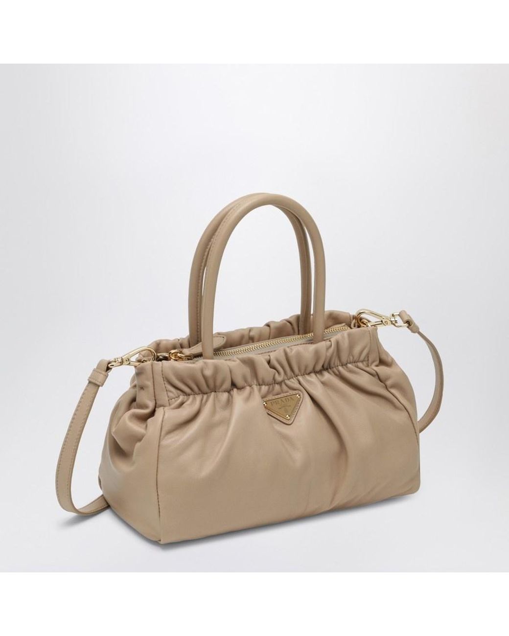 Prada Natural Double Handle Shoulder Bag