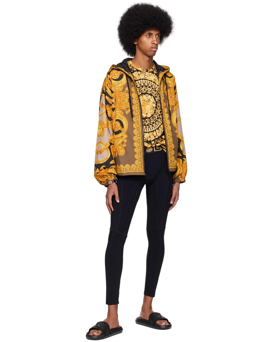 Versace Metallic Zip-Up Printed Jacket for men