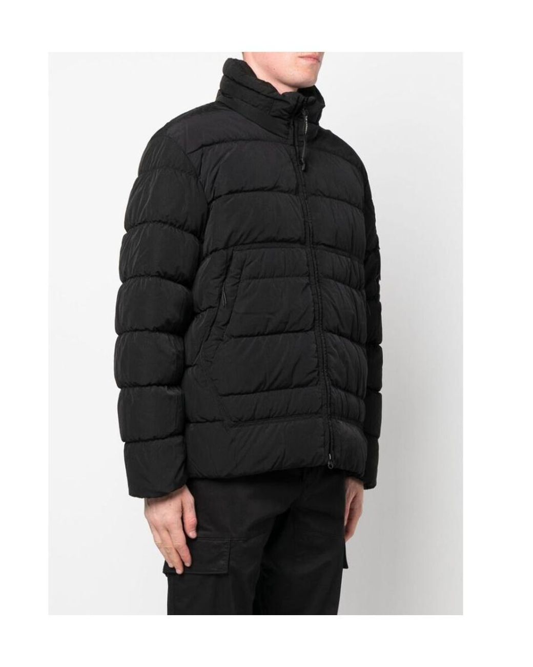 C P Company Black Padded Zipped-Up Jacket for men