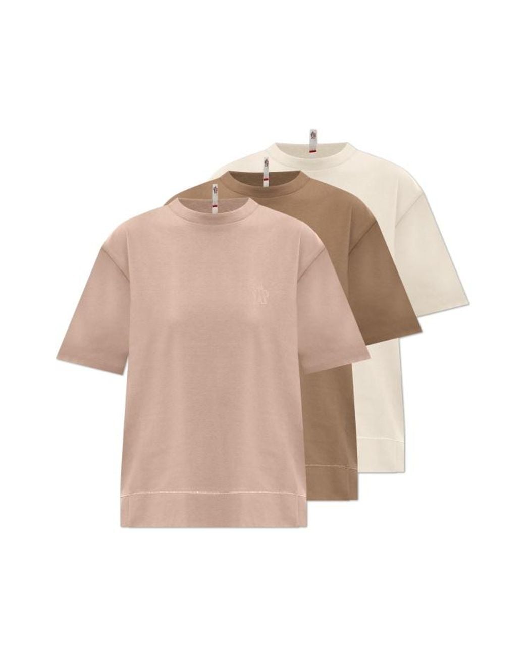 Moncler Pink Grenoble 3 Packs Logo Patch Crewneck T-Shirt