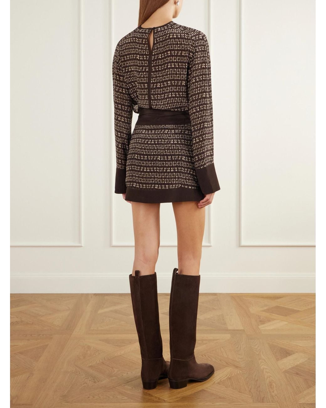 Sir Brown Long-Sleeved Dress
