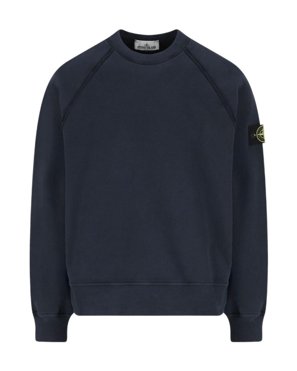 Stone Island Blue Logo Patch Crewneck Sweatshirt for men