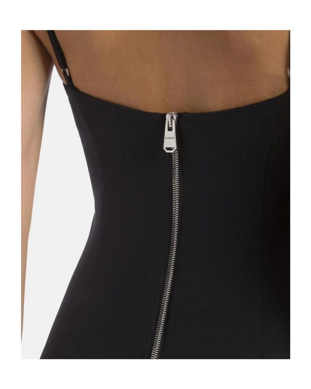 Dondup Black Sweetheart-Neck Zip-Back Mini Dress