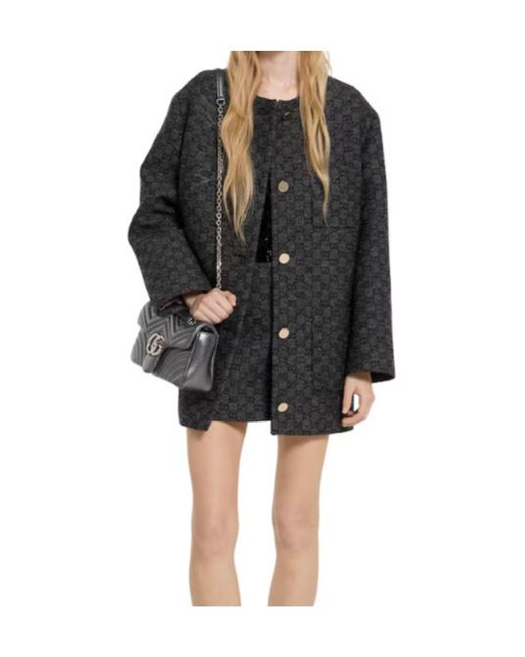 Gucci Black Gg Boutonné Wool Tweed Jacket