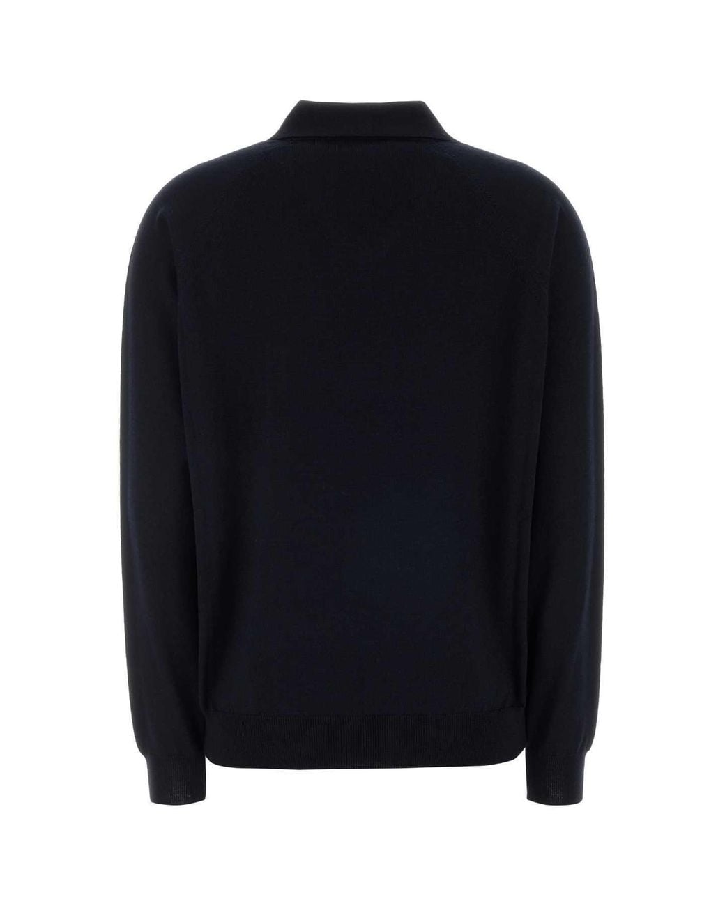Miu Miu Blue Logo-Embroidered Polo Jumper