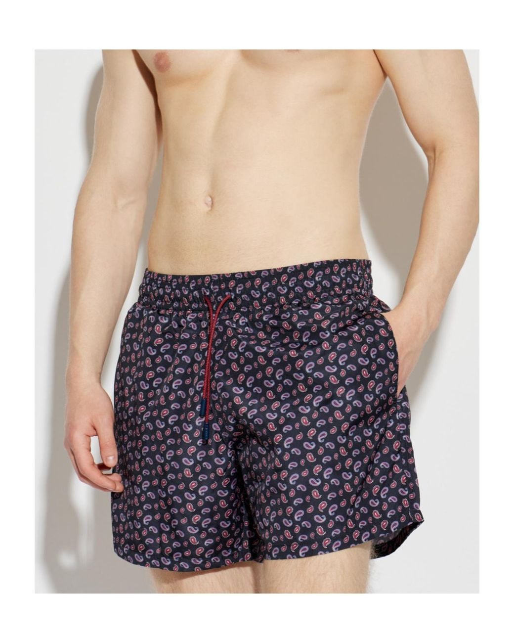 Etro Blue Paisley-Printed Drawstring Swim Shorts for men