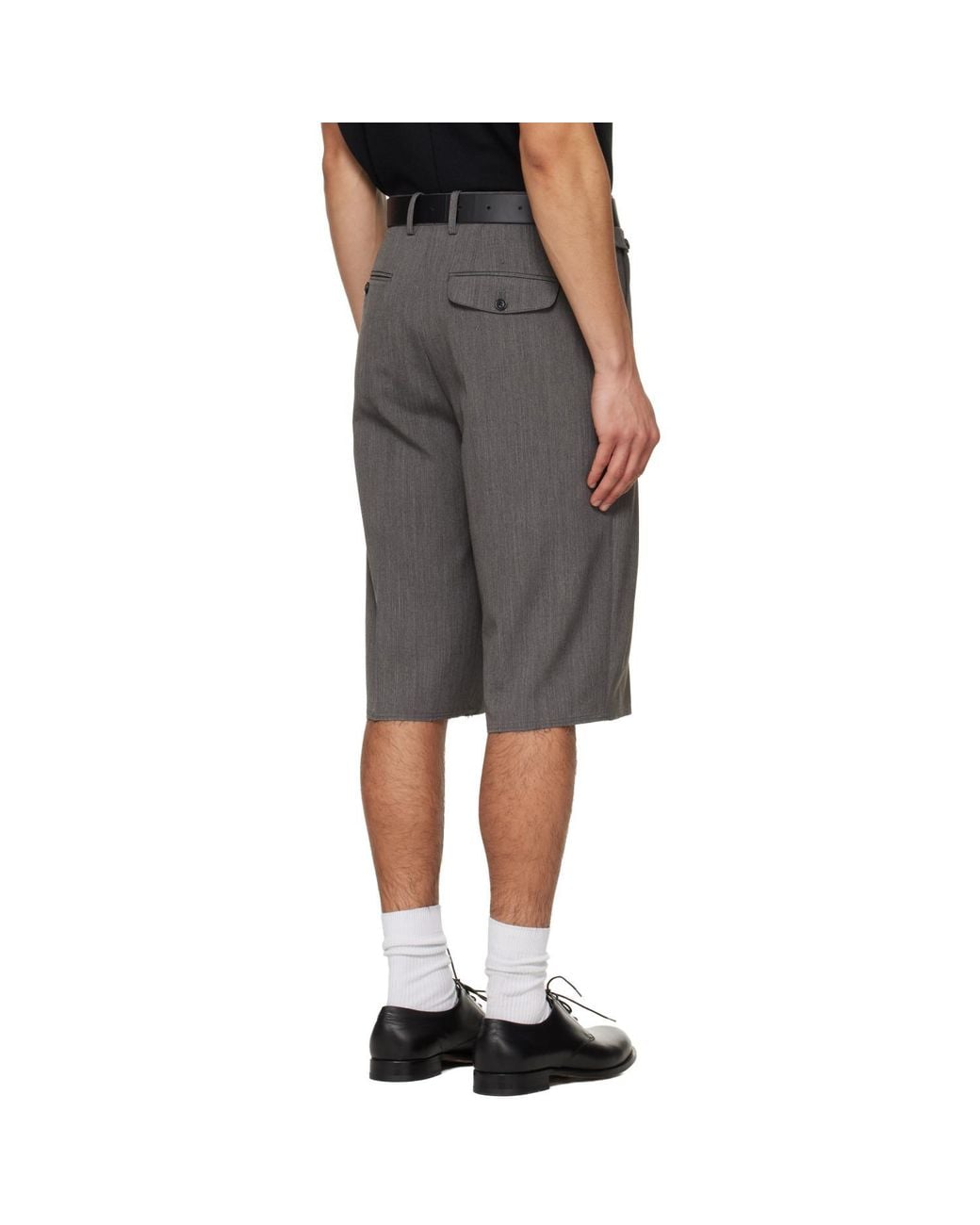 TONYWACK Gray Pleated Tailored Shorts for men