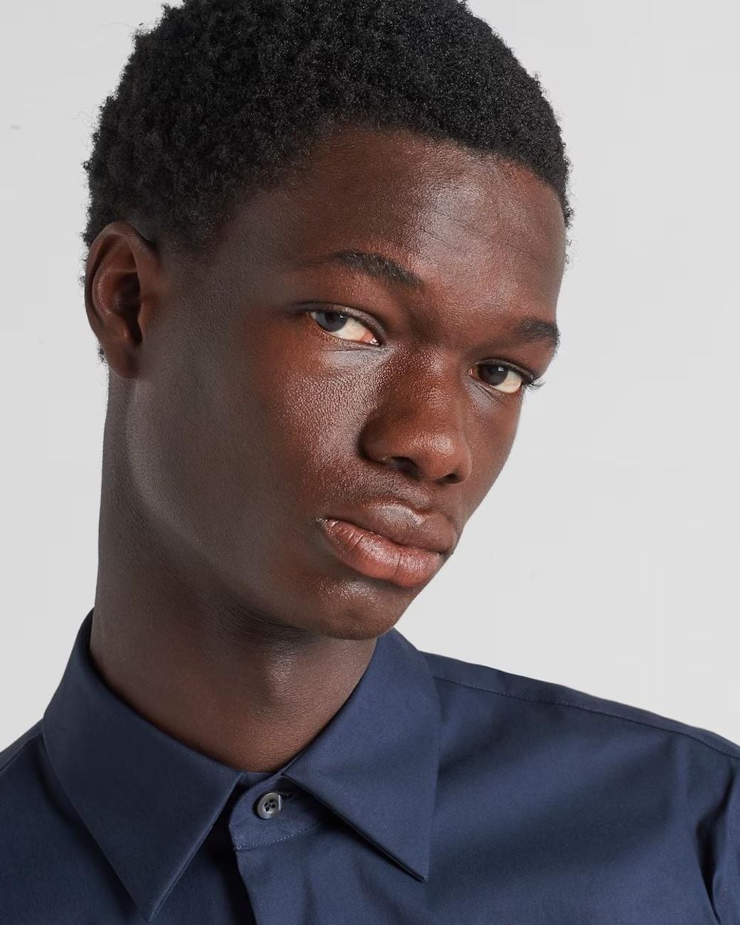 Prada Blue Long-Sleeved Poplin Shirt for men