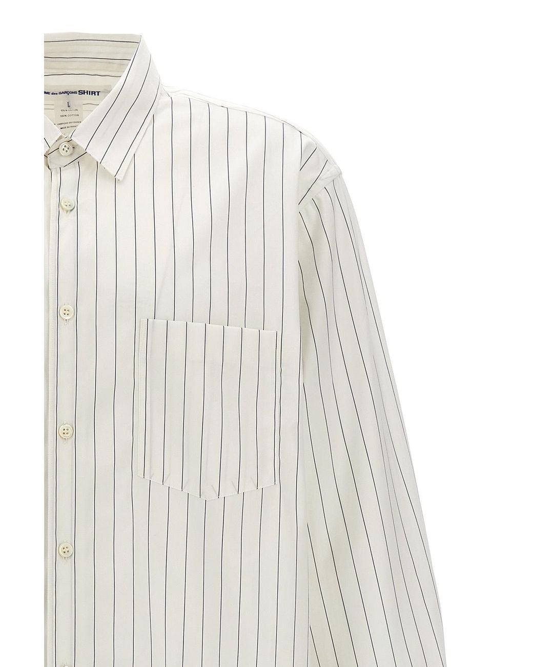 Comme des Garçons White Comme Des Garçons Shirt Striped Buttoned Shirt for men