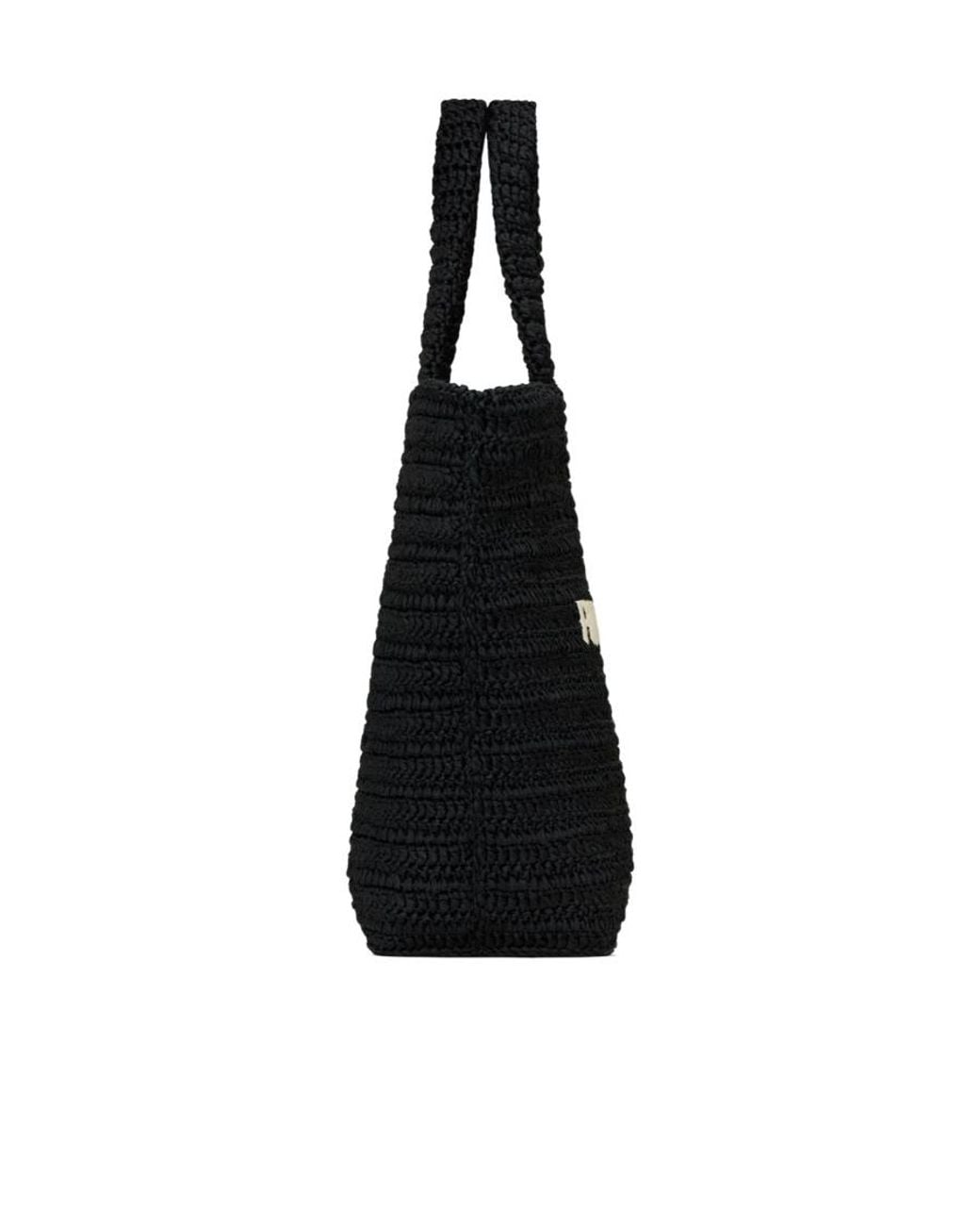 Saint Laurent Black Rive Gauche Embroidered Tote Bag