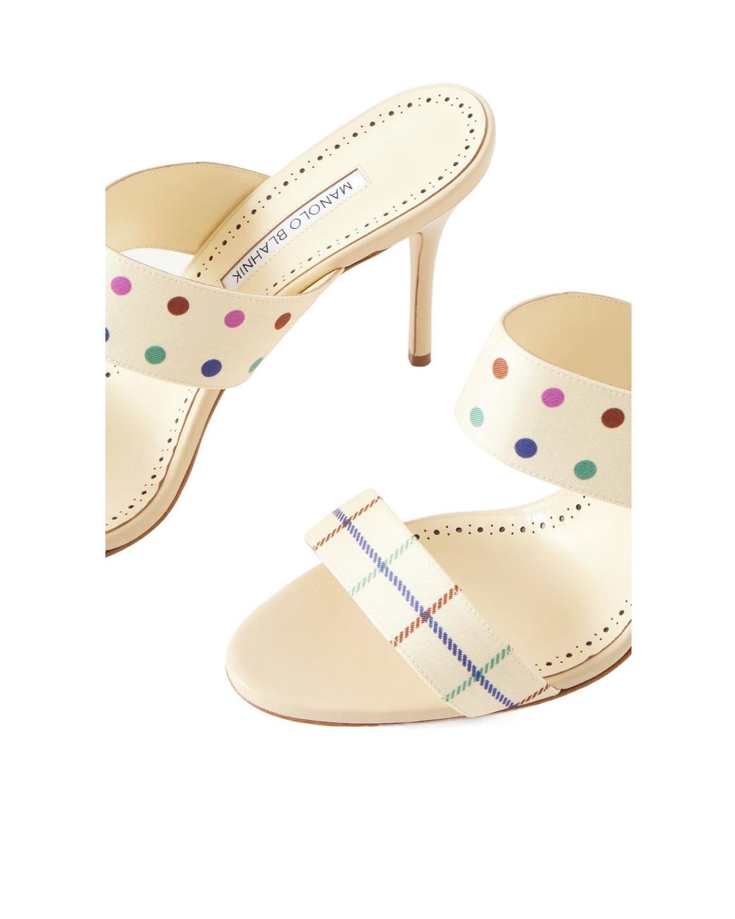 Manolo Blahnik Metallic Printed Twill Mules