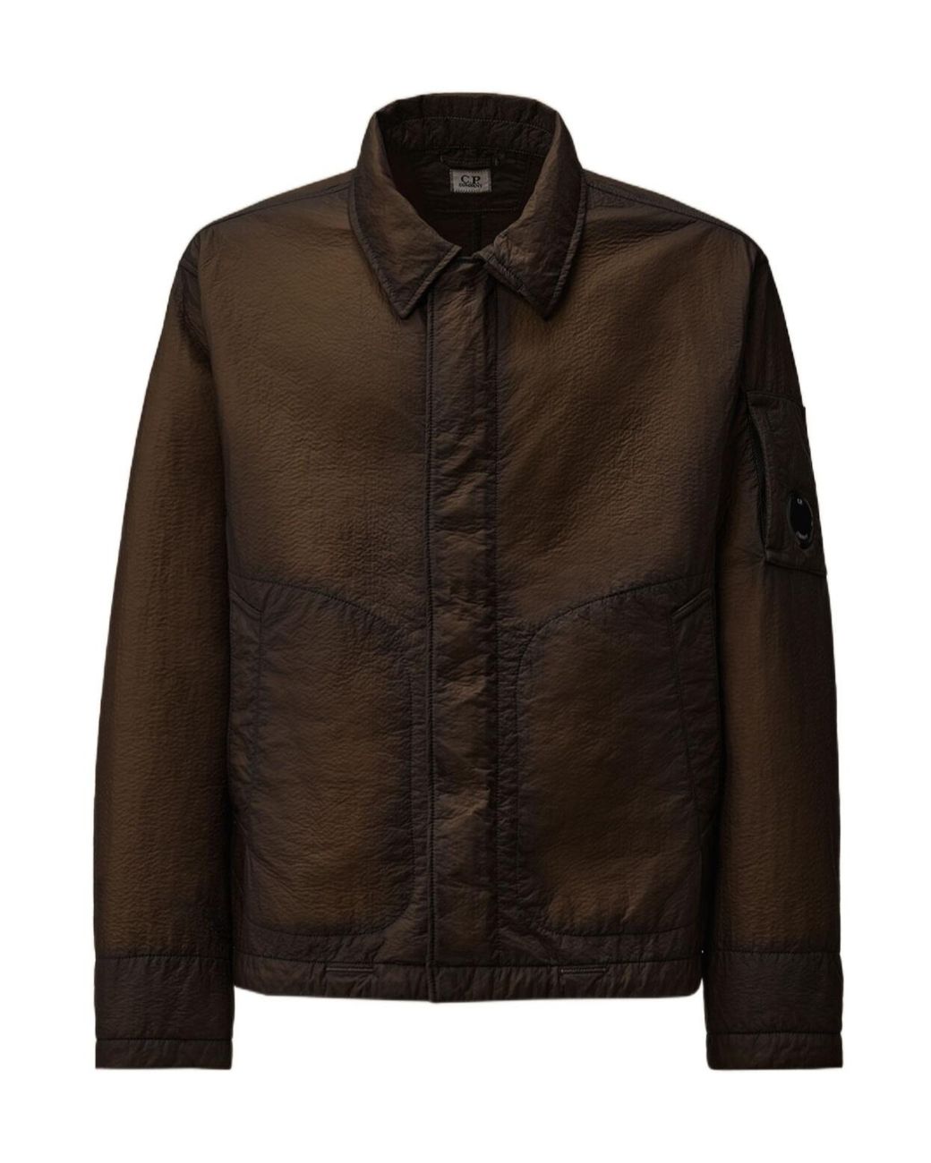 C P Company Brown Feltro Bi-Film Short Jacket for men