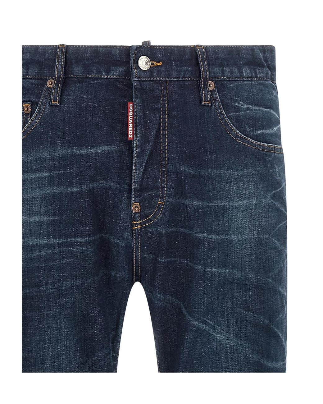 DSquared² Blue Logo Patch Straight Leg Jeans for men