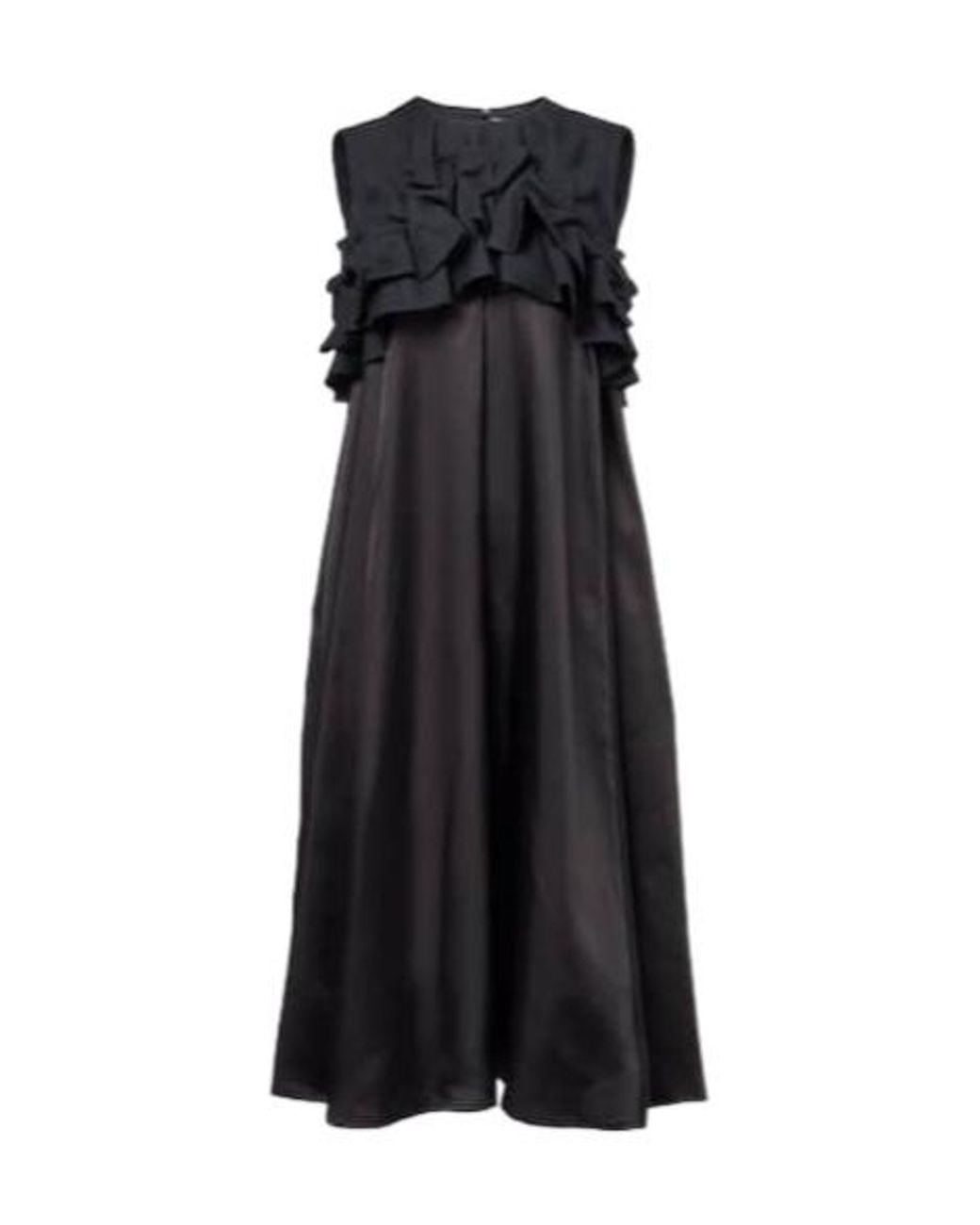 Comme des Garçons Black Ruffled Wool Midi Dress