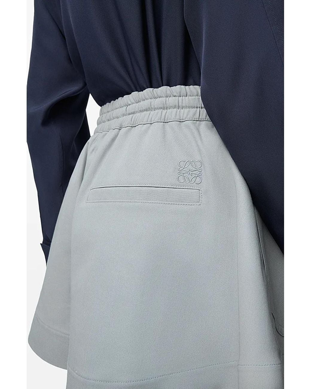 Loewe Gray Anagram Embroidered Drawstring Shorts