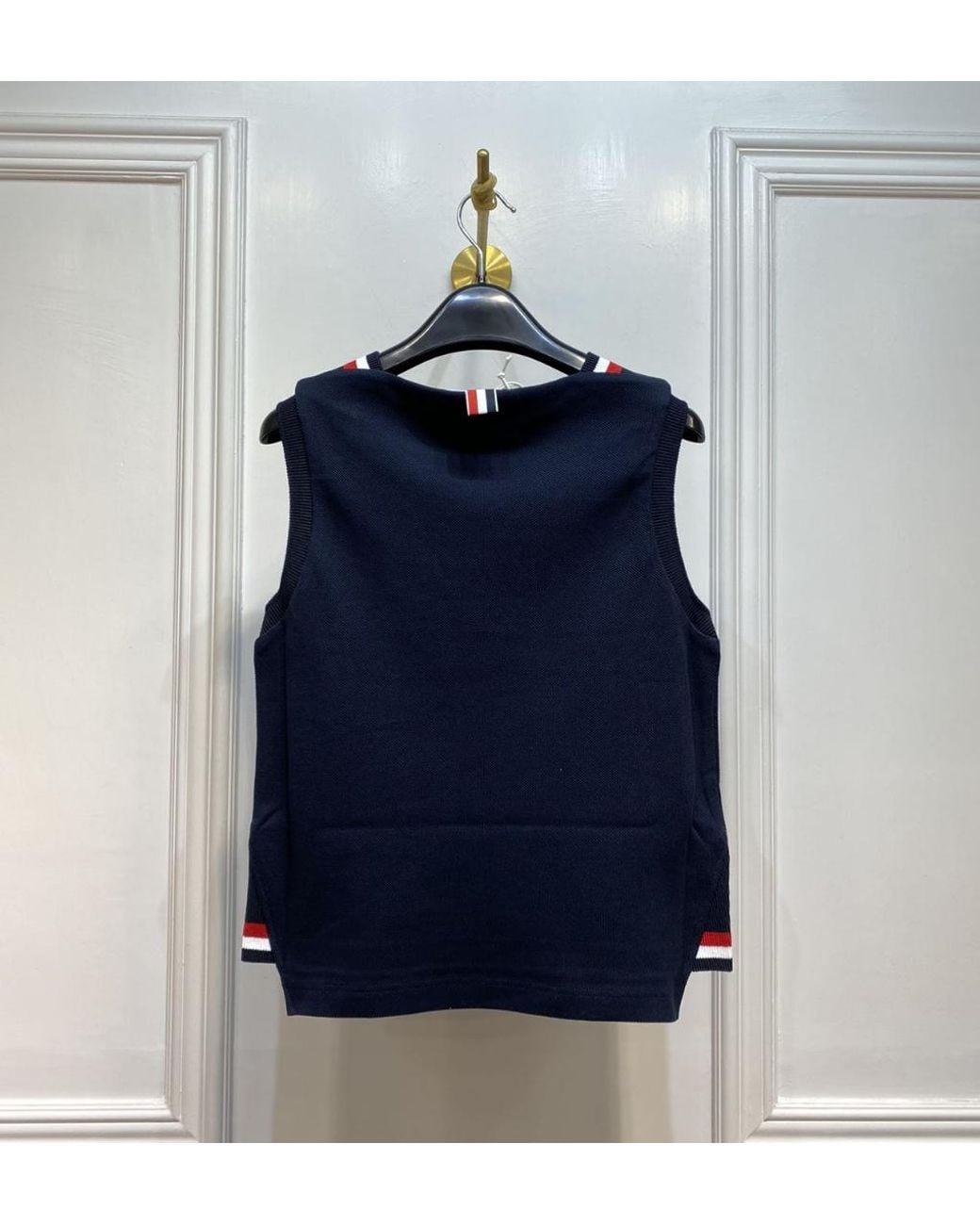 Thom Browne Black Rwb-Stripe Sleeveless Top