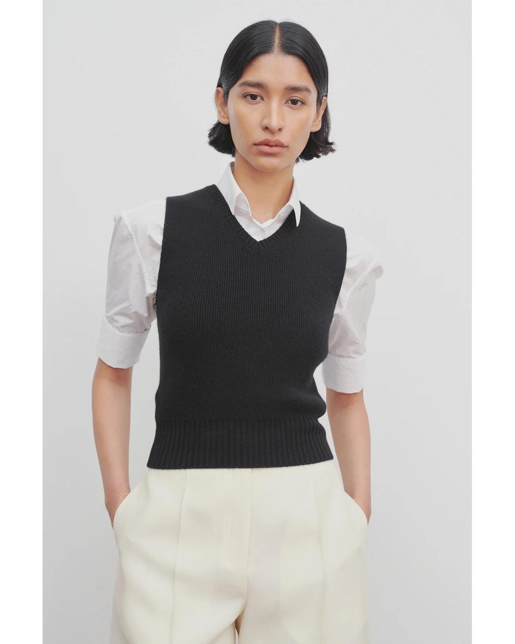 The Row Black Comi Cashmere Sleeveless Knit Top