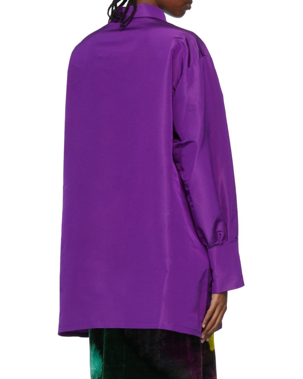 Valentino Purple Faille Buttoned Long-Sleeved Shirt Dress